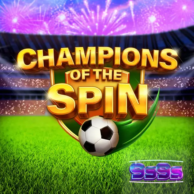 Tampilan visual slot Champions of the Spin dengan tema stadion sepak bola.